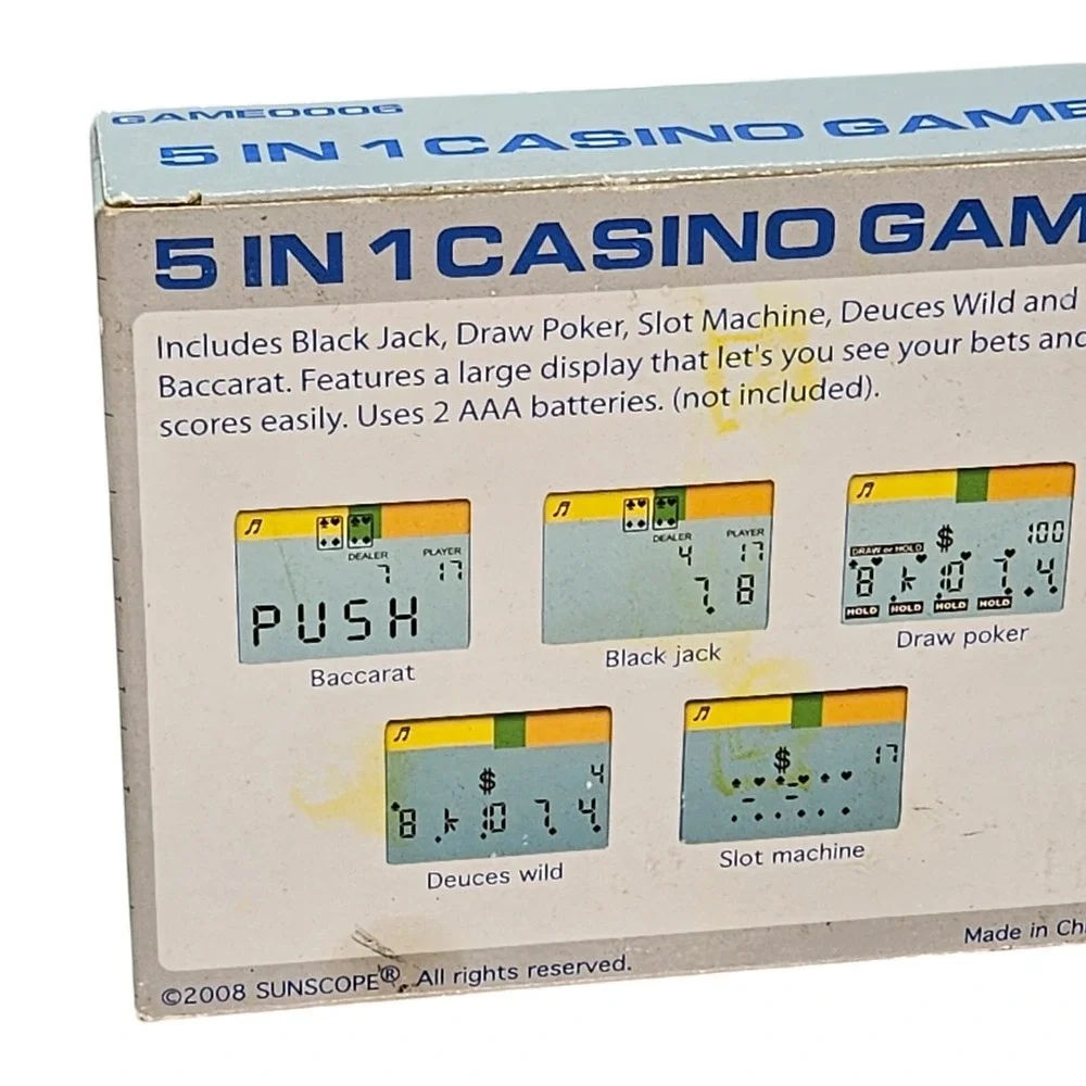 Casino 5 IN 1 Hand Held Pocket Travel Game Working